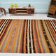 Tapis kilim vintage turc rayé multicolore à motifs géométriques, 190x320 cm