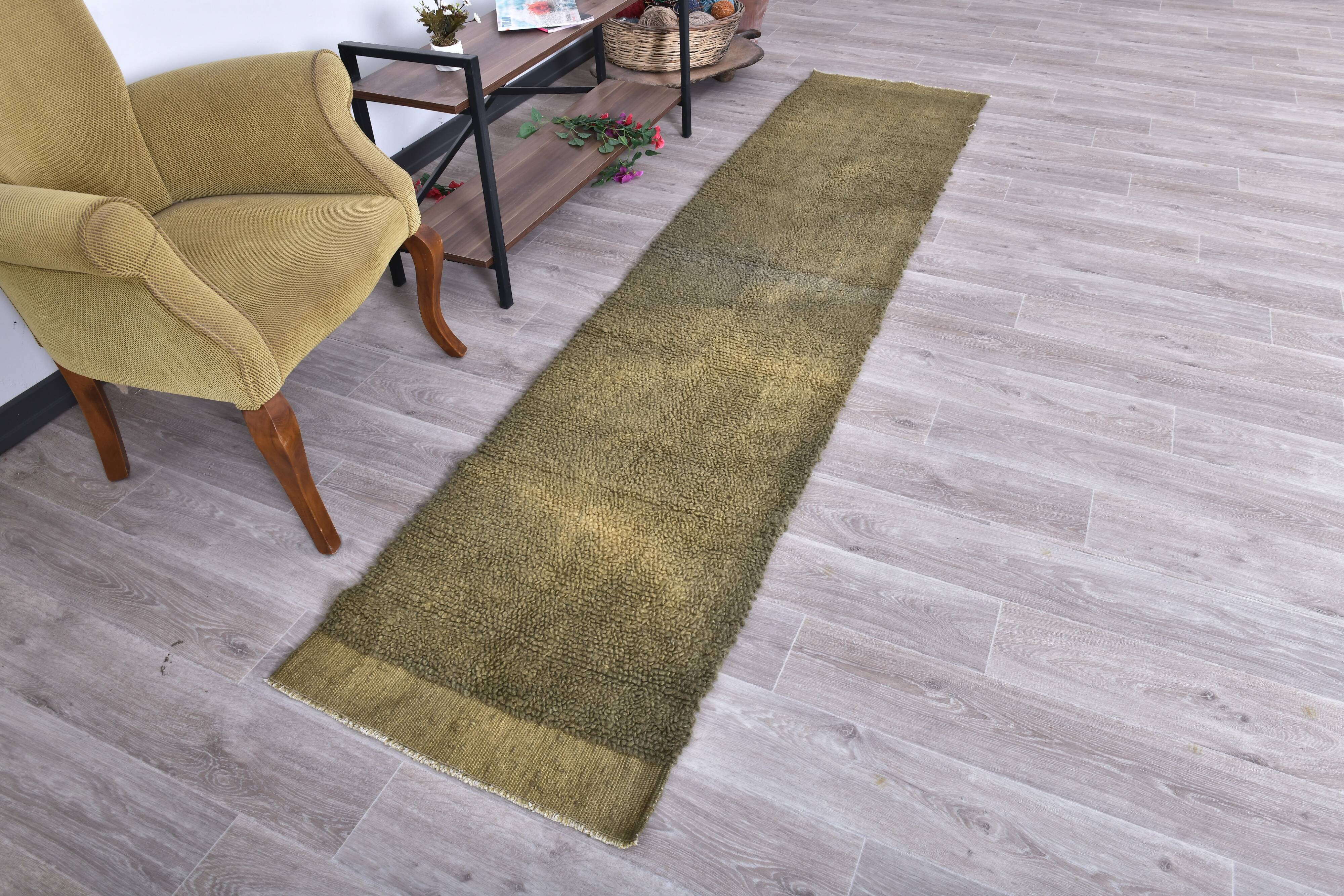 Dark Green Turkish Vintage Runner Rug 65x298Cm SK 241300