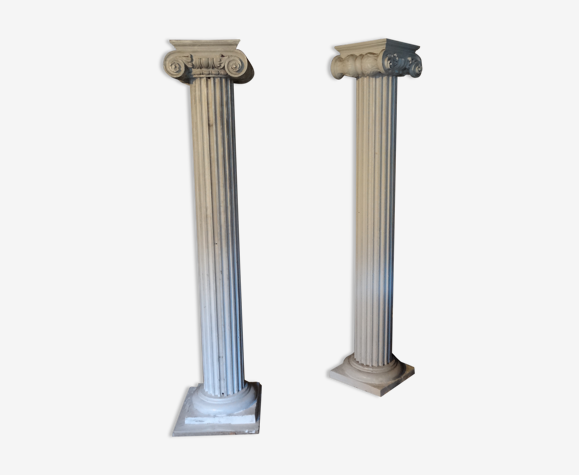 Paire de colonnes ioniques en plâtre H 2,25 m