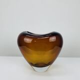 Vintage Holmegaard style blown glass heart vase