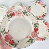 Lot de 8 assiettes à dessert : porcelaine Cameo Florals Malaysia 1970–90