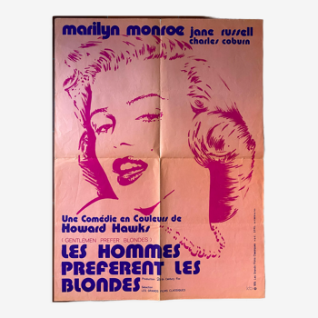 Affiche cinéma "Les Hommes préfèrent les blondes" Marilyn Monroe 60x80cm 1974