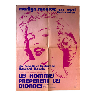 Affiche cinéma "Les Hommes préfèrent les blondes" Marilyn Monroe 60x80cm 1974