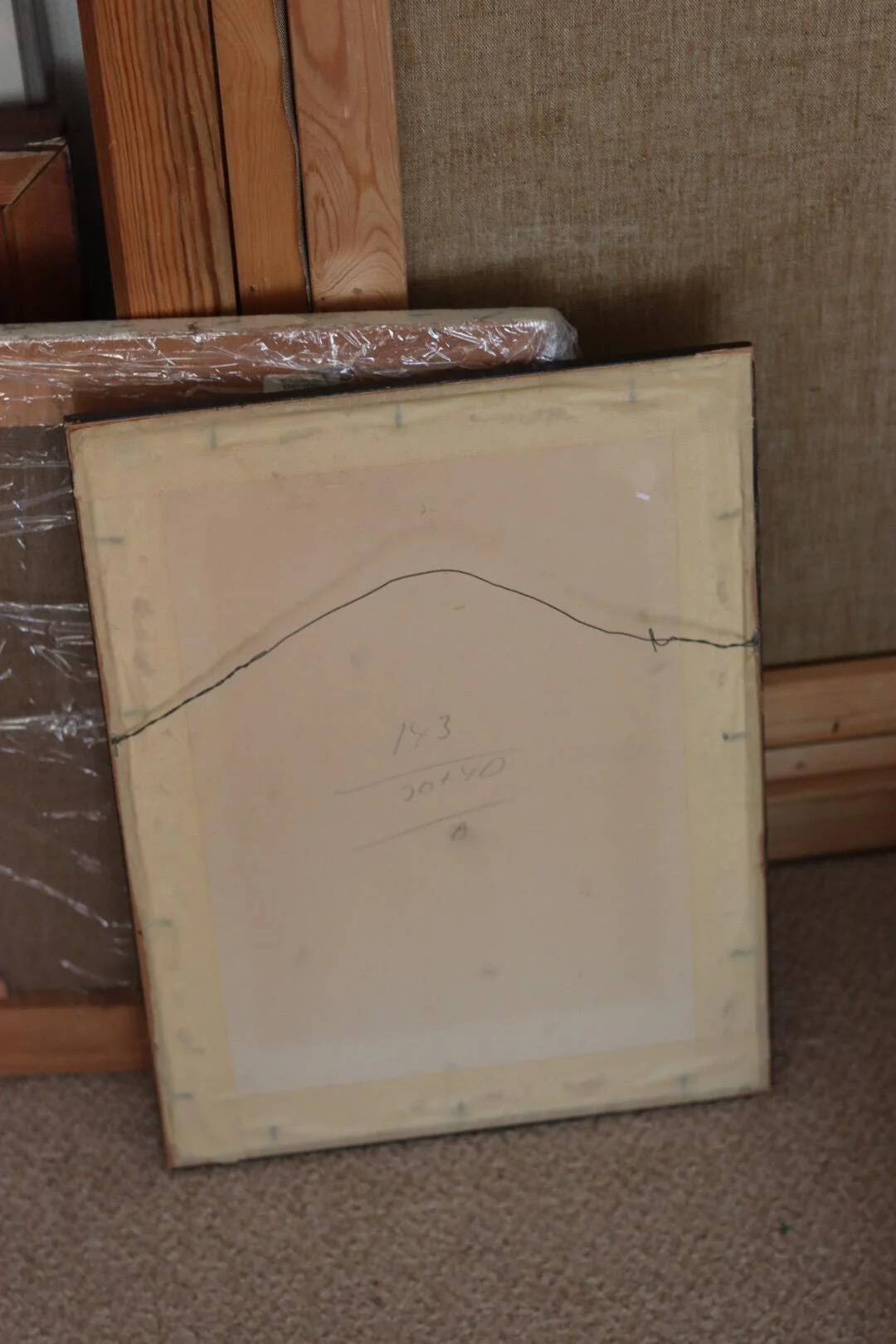 Swedish Mixed Media/Oil Pastel on Panel –“Ritad 66” by Ann Wazzgren