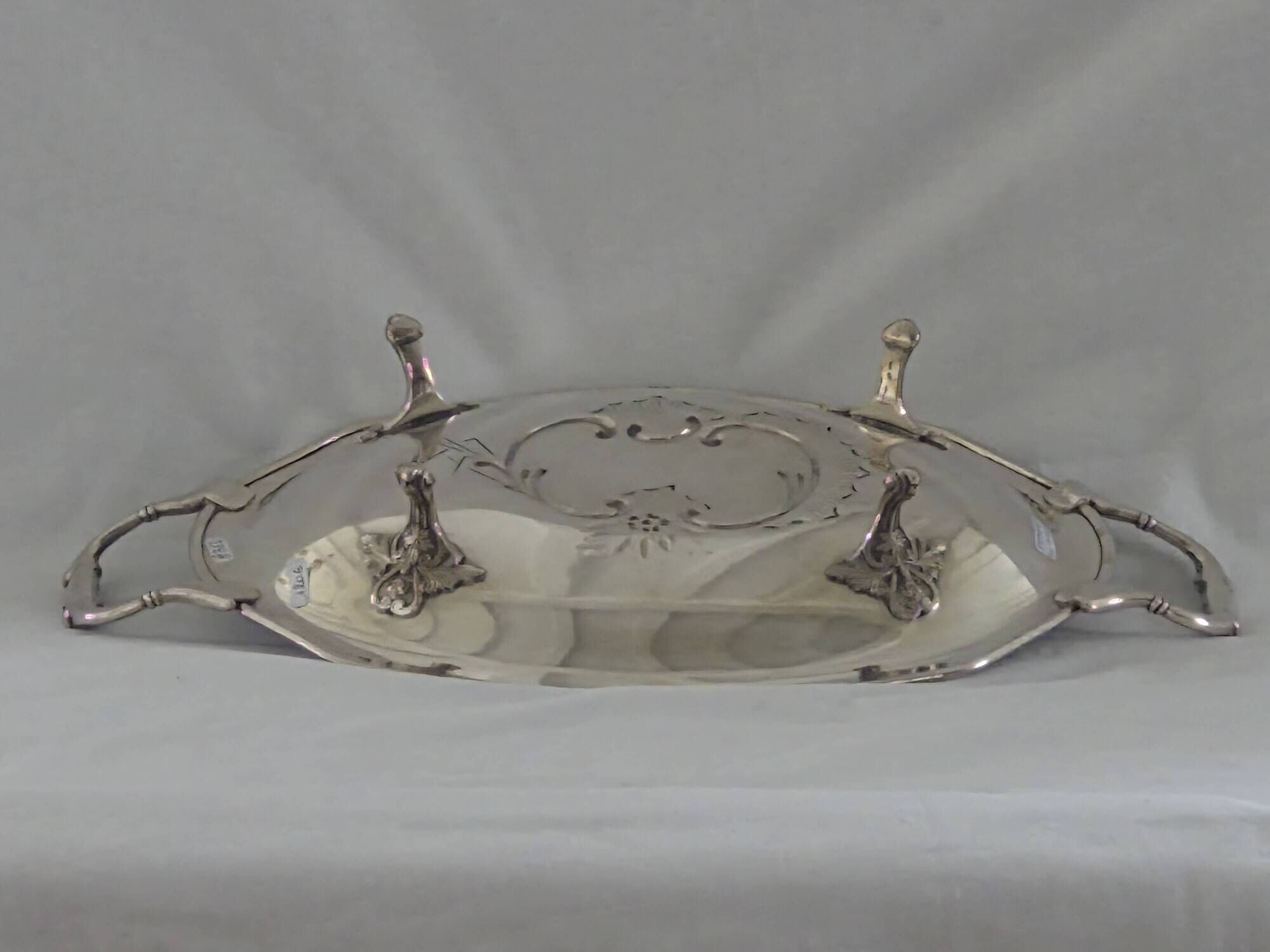 Large silver-plated metal basket Roux-Marquiand – Superb rococo decoration –