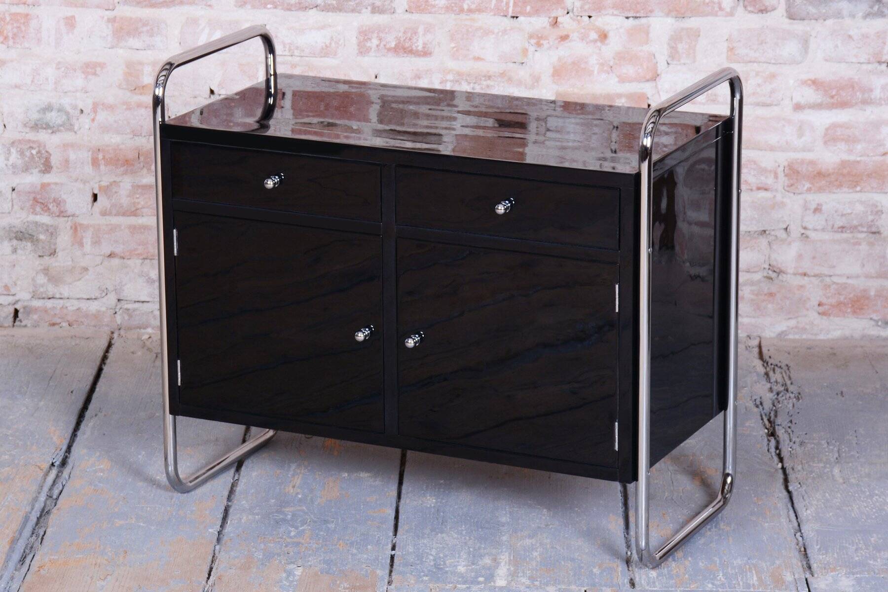 Bauhaus Cabinet in Chrome-Plated Steel by R. Slezák, Czech, 1930s