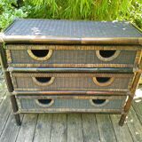 Commode en bambou et rotin