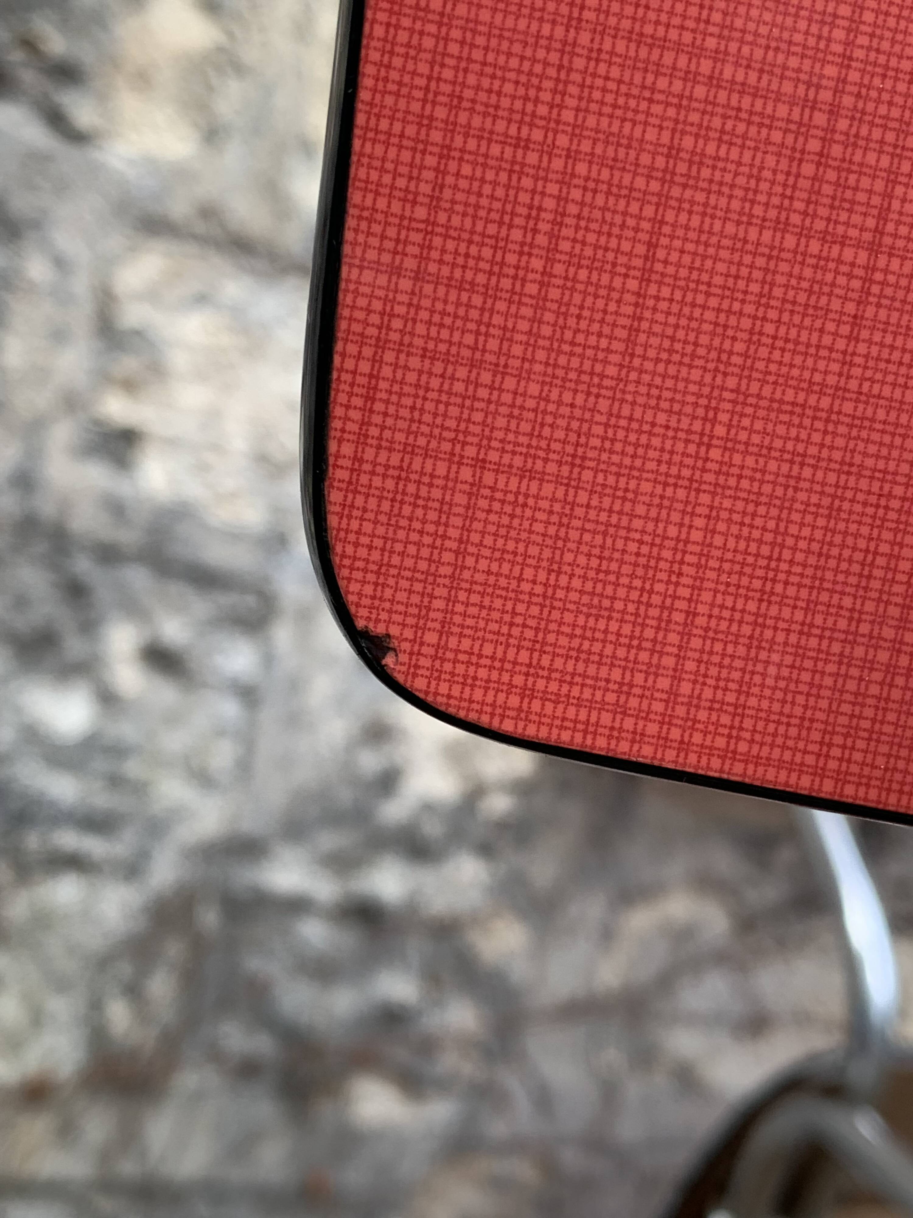 Pair of red Formica chairs Roc 1960