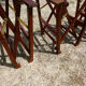Lot of 6 foldable chairs in solid teak Roland Vlaemynck