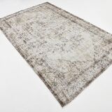 5x9 Brown & Beige Madallion Pattern Vintage Rug, 171x267Cm