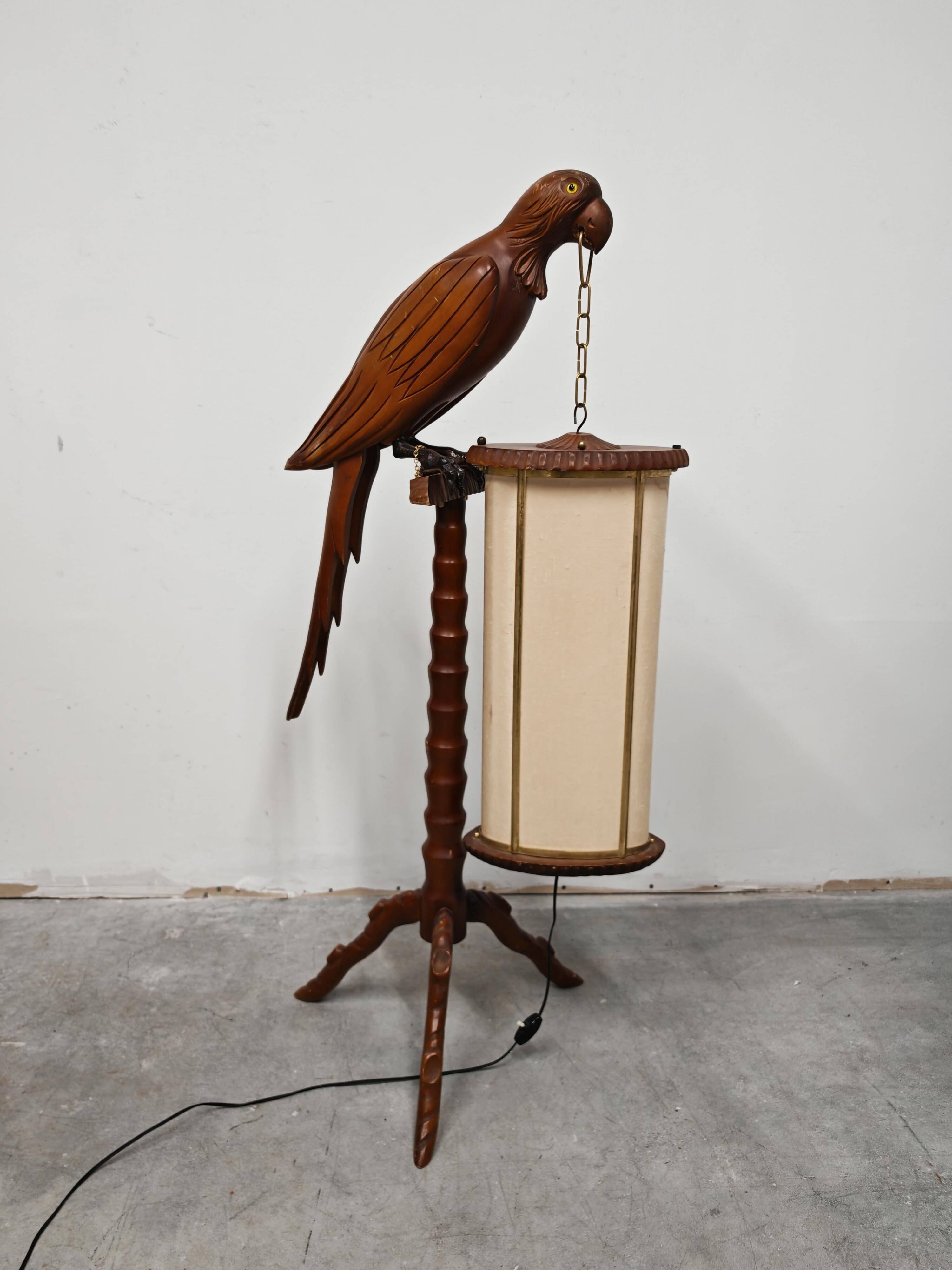 Mid Century Modern "Parrot" floor lamp attributed to Aldo Tura, 1950s.