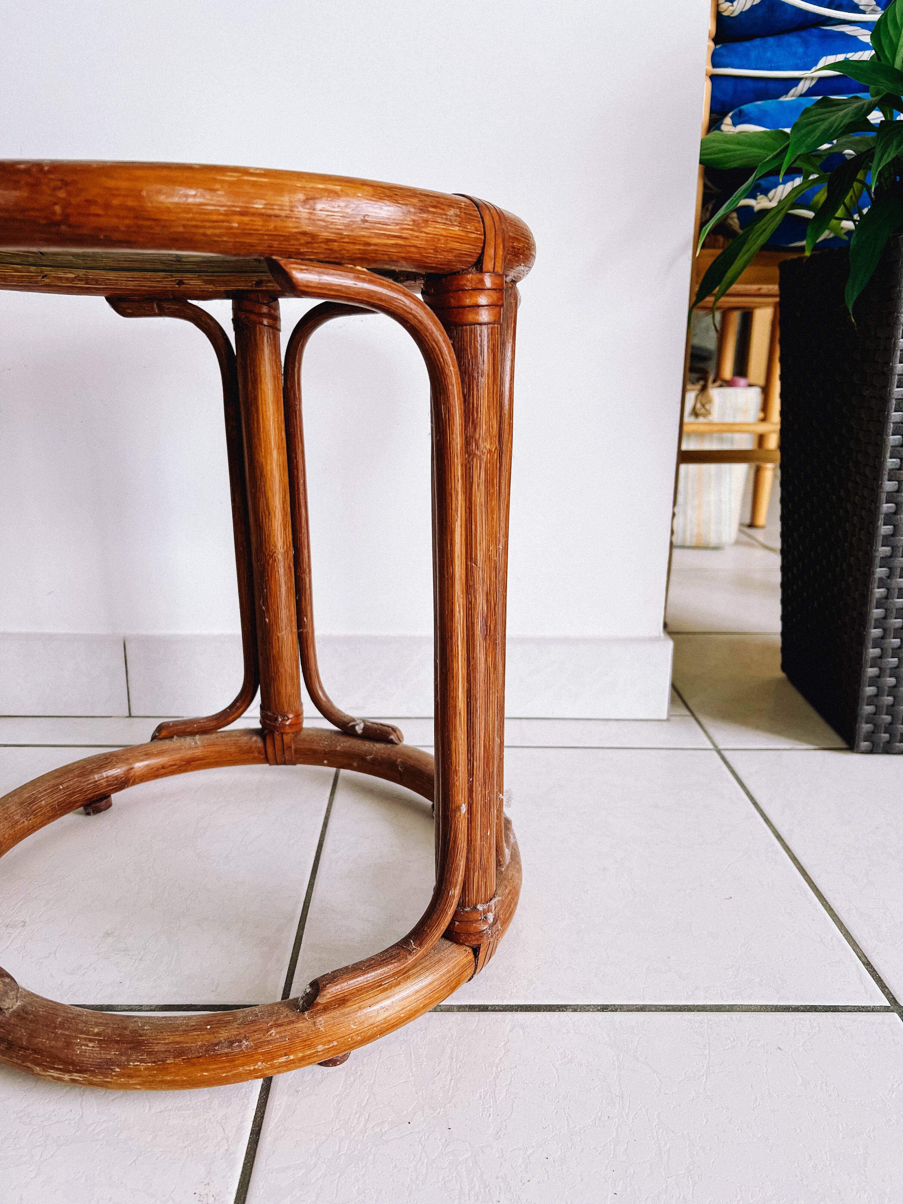 Round rattan coffee table from the 60s