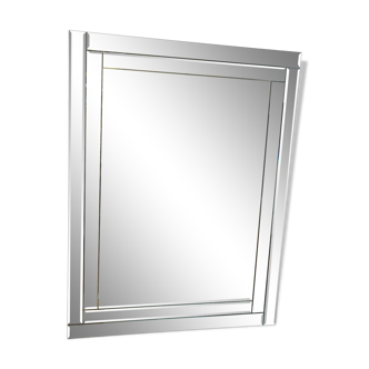 Design mirror with blue beveled glass background