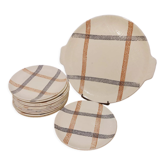 Lot 12 assiettes à dessert et un plat Salins Deauville 1960