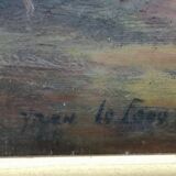 Ancient oil painting on canvas by Marine 19th Signe.