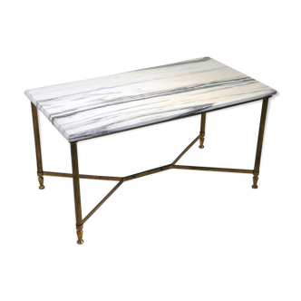 Table basse marbre et métal doré