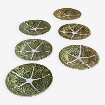 Set of 6 cabbage leaf slip plates