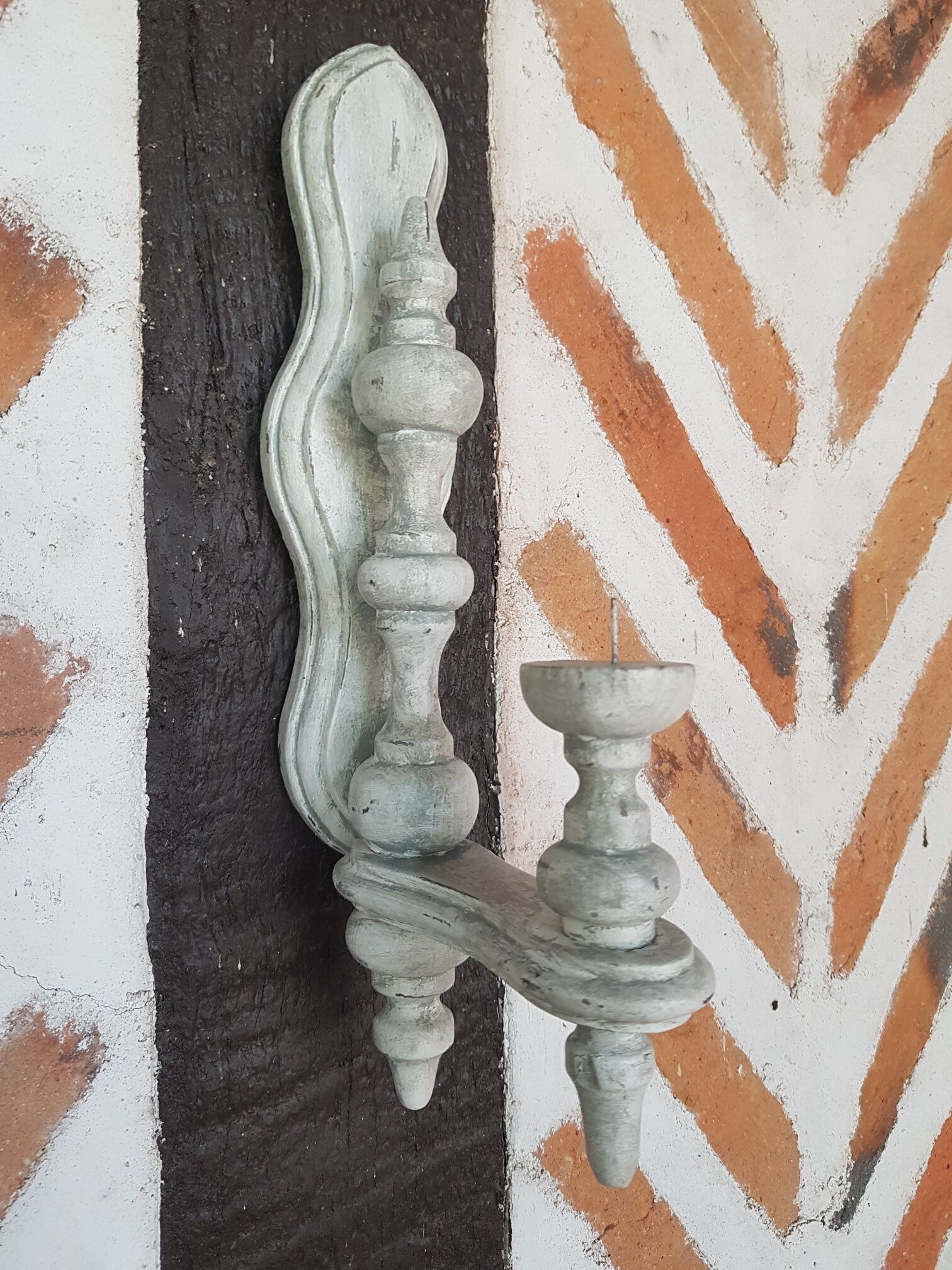 Grey patinated wall candle holder wall lamp