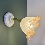 Vintage tulip wall lamp in white and brown frosted glass
