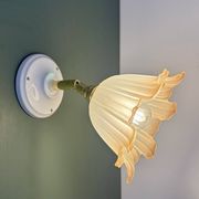 Applique tulipe vintage en verre dépoli blanc et brun