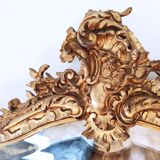 Large gilded mirror louis XV rockery  142x99cm