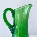 Blown and bubbled glass pitcher