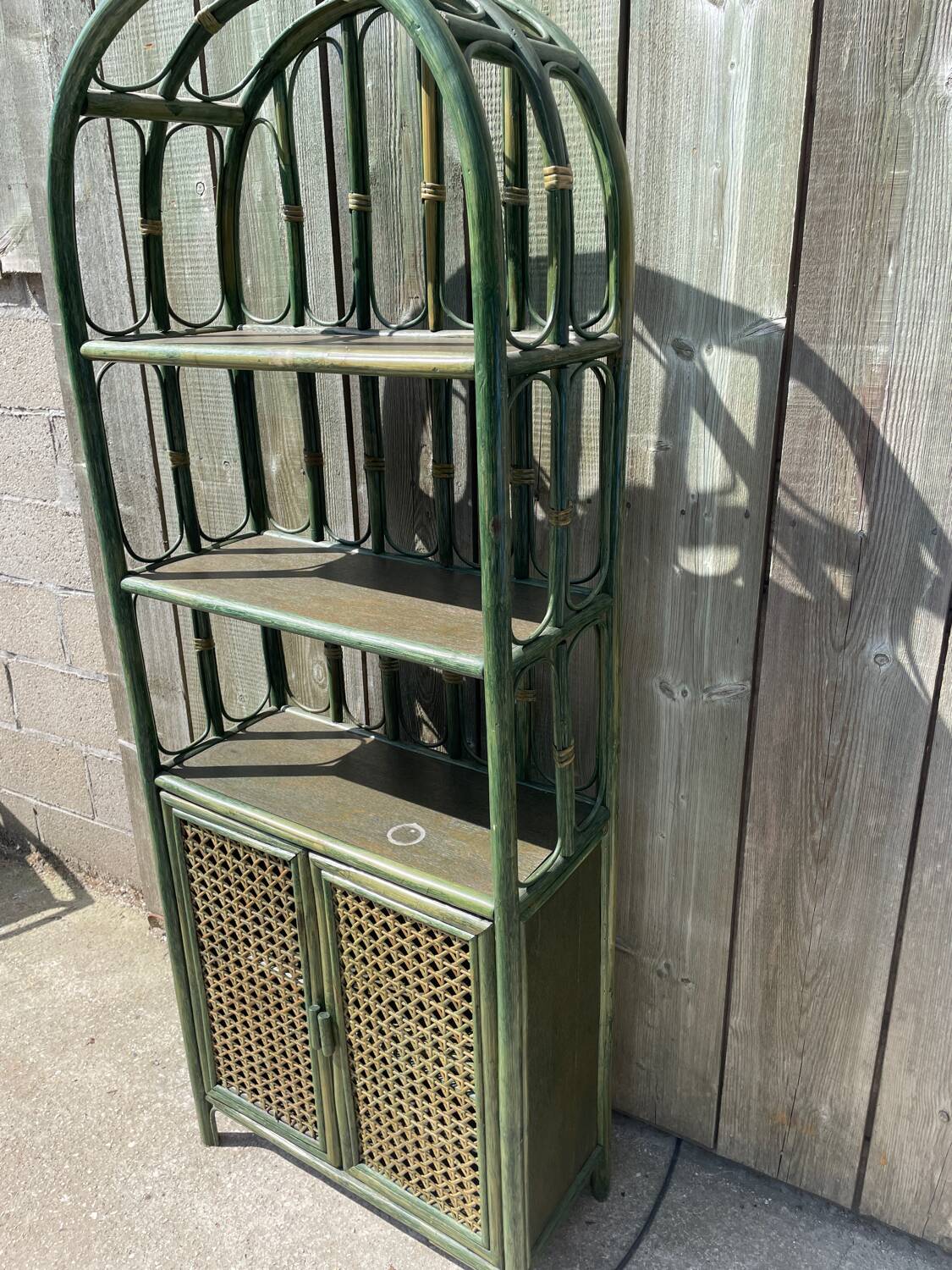 Green bamboo bookcase