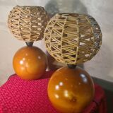 pair of solid wood big balls lamps 35x20 4kg very good condition