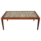 Mid-century Danish Haslev Mobelsnedkeri coffee table with Royal Copenhagen ceramic tiles