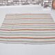 Tapis Kilim en chanvre d'Anatolie à rayures, référence 3681