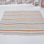 Tapis Kilim en chanvre d'Anatolie à rayures, référence 3681