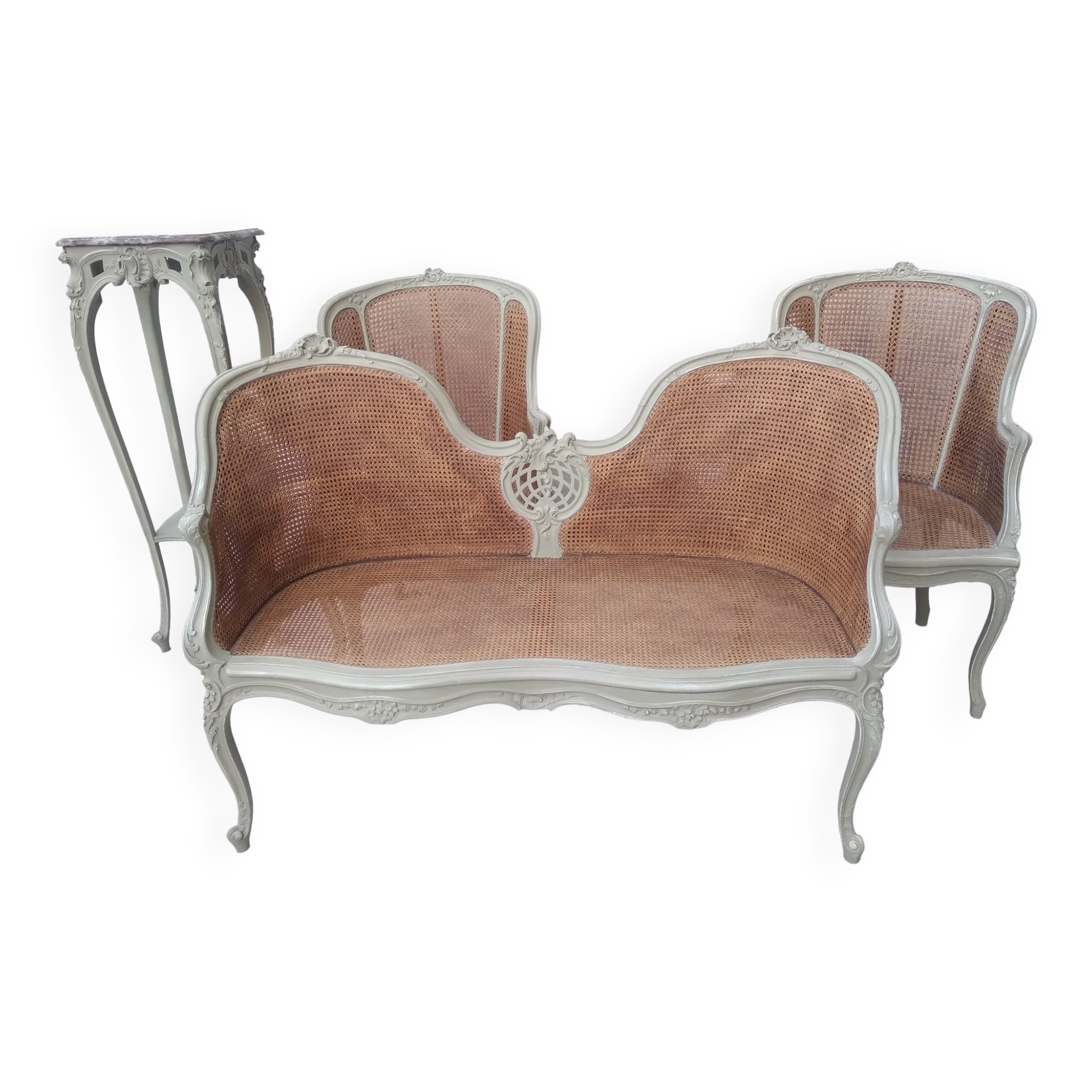 Salon Louis XV with double patinated cannage