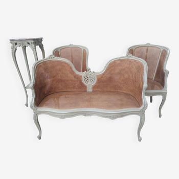 Salon Louis XV with double patinated cannage