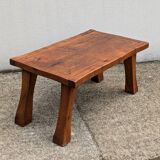 Brutalist solid wood coffee table, vintage
