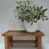 Vintage solid pine slatted low stool