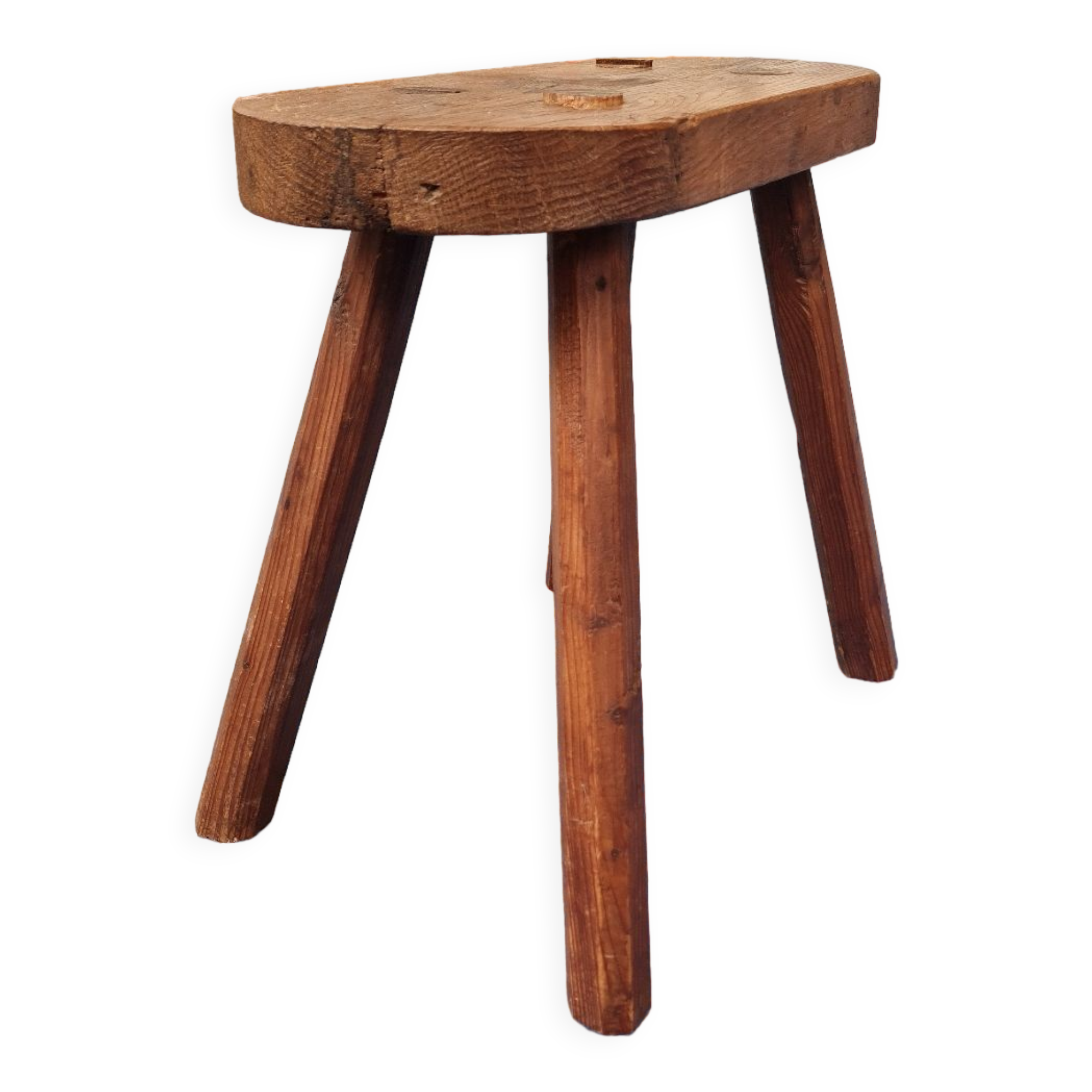 Pair of tripod stools in solid wood