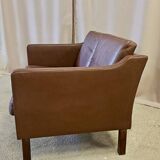 Danish vintage 2 seater brown leather sofa  1960s