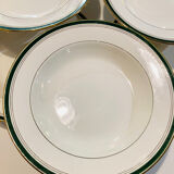 X7 assiettes à soupe en faïence liseret vert-Digoin Sarreguemines -rétro-vintage