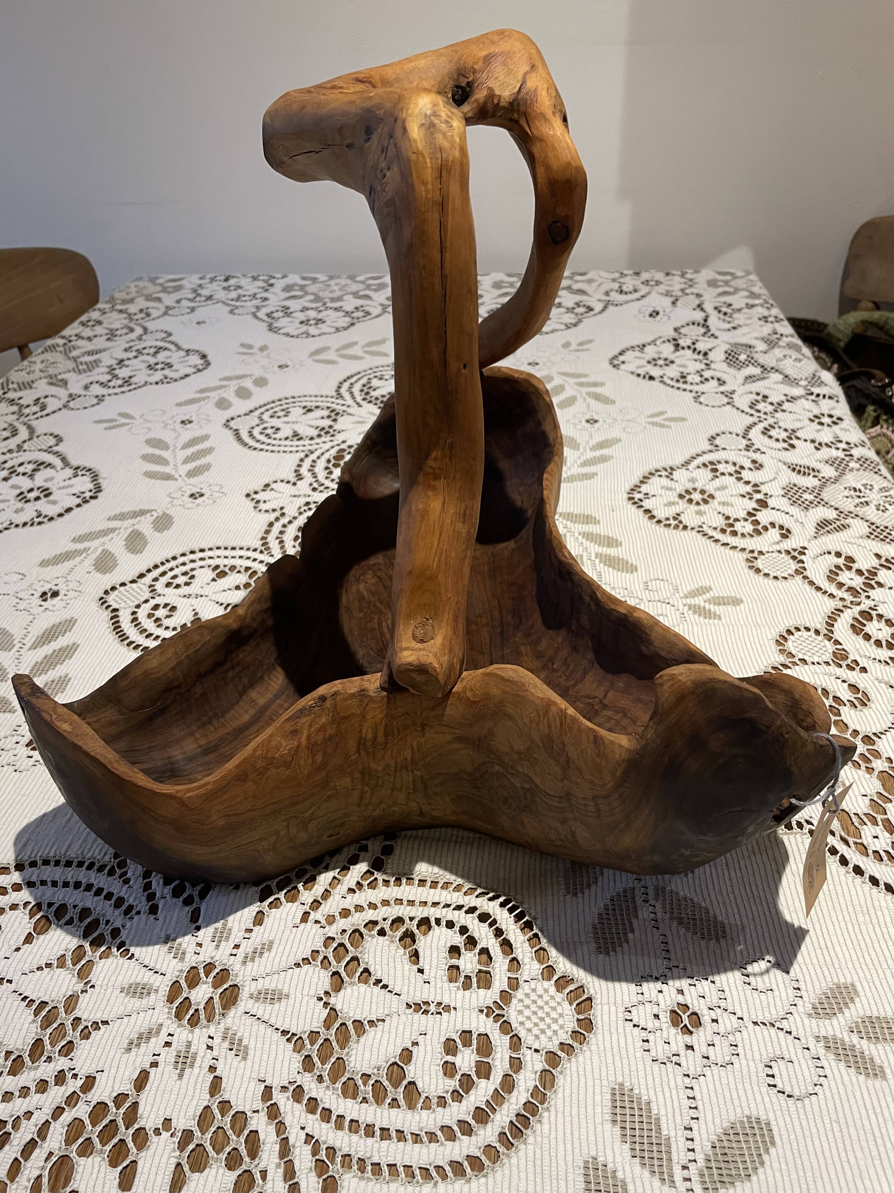 Fruit basket - olive wood - unique piece