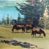 Mountains and horses painting