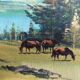 Mountains and horses painting