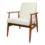 White curly armchair Scandinavian design by H. Lis 1970