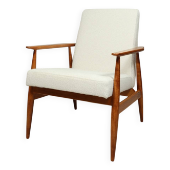 White curly armchair Scandinavian design by H. Lis 1970