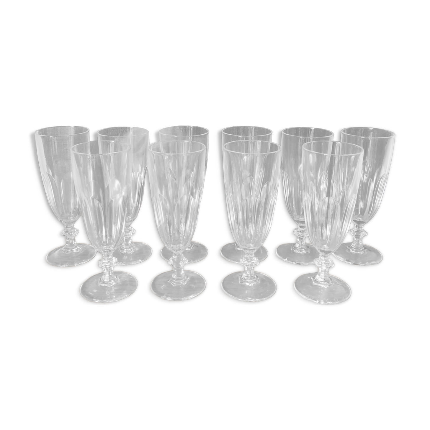 10 crystal flutes