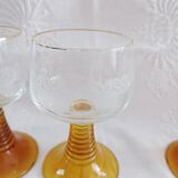 Set of 3 amber glass stemware