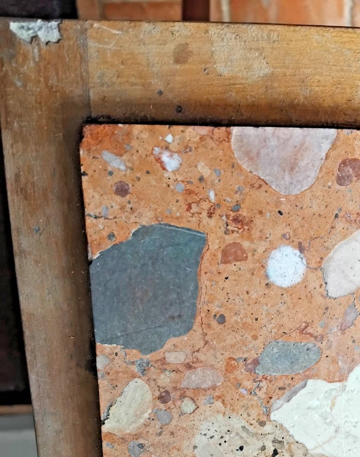 Vintage Wooden Nightstand with Marble Top