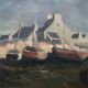 Tableau ancien huile sur toile de  Marine FRANÇAIS XIXe  Signe.