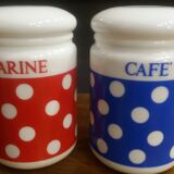 Lot of retro polka dot pots