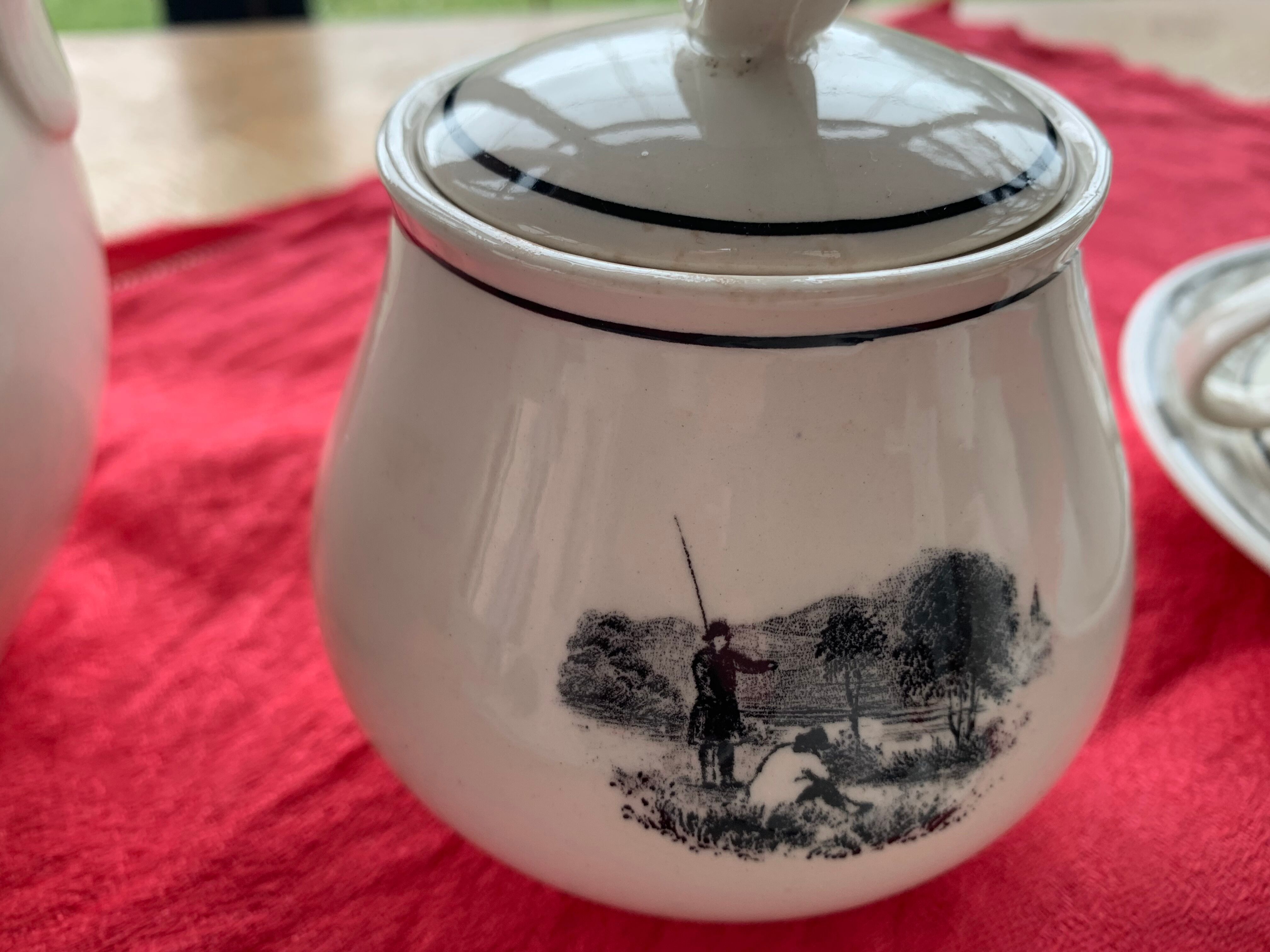 Coffee service keraluX boch Freres Belgium peasant scenes art deco