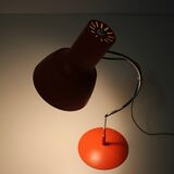1960s Pair of Josef Hurka Orange Red Desk Lamps, Czechoslovakia